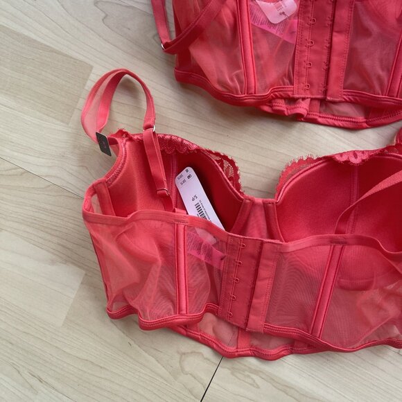 NWT La Senza Corset lace Bustier Sexy Padded Lined Bra Cayenne Red All Sz S-XL+ - Picture 14 of 16